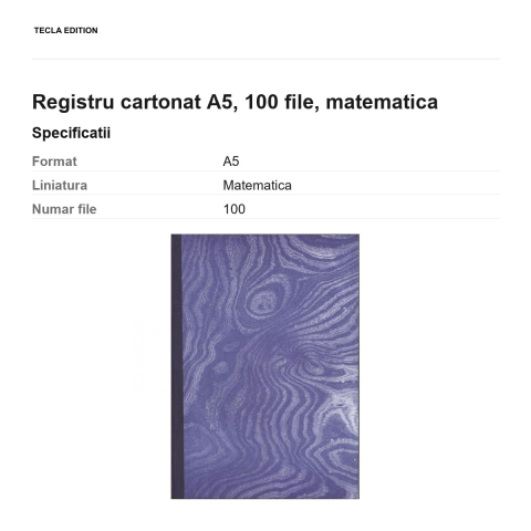 Registru cartonat A5, 100 file, matematica [2]