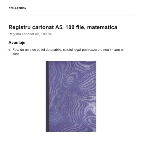 Registru cartonat A5, 100 file, matematica [1]