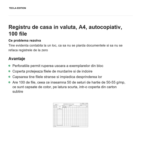 Registru de casa in valuta, A4, autocopiativ, 100 file [1]
