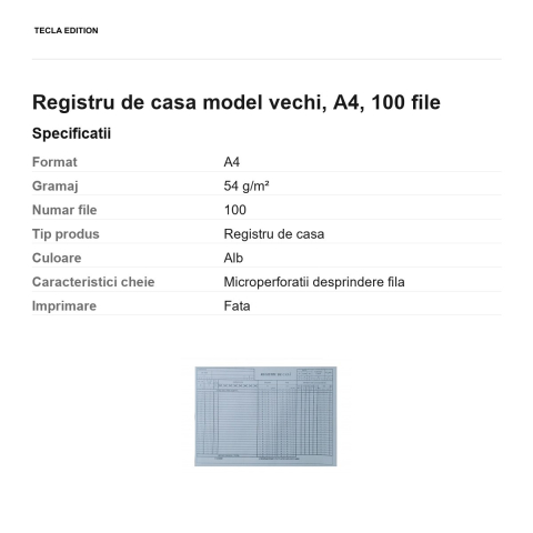 Registru de casa model vechi, A4, 100 file [2]