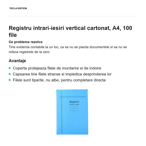Registru intrari-iesiri vertical cartonat, A4, 100 file [1]