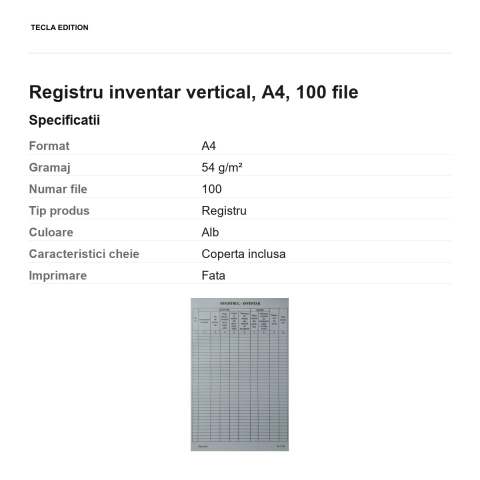 Registru inventar vertical, A4, 100 file [2]