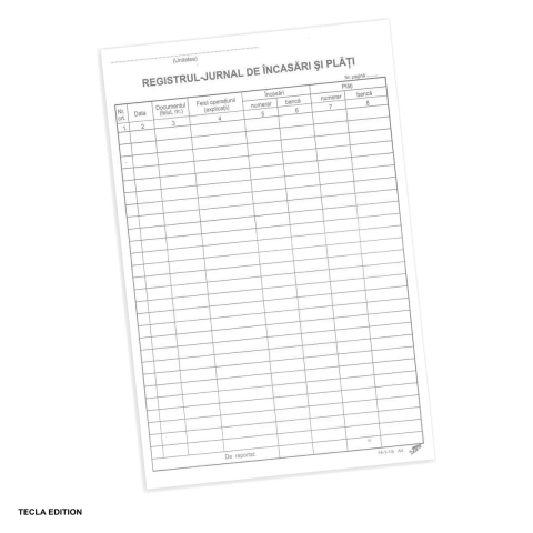 Formulare tipizate - Registru jurnal de incasari si plati, A4, 20.9x29.5 cm