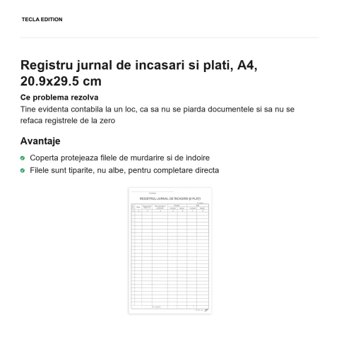 Registru jurnal de incasari si plati, A4, 20.9x29.5 cm [1]