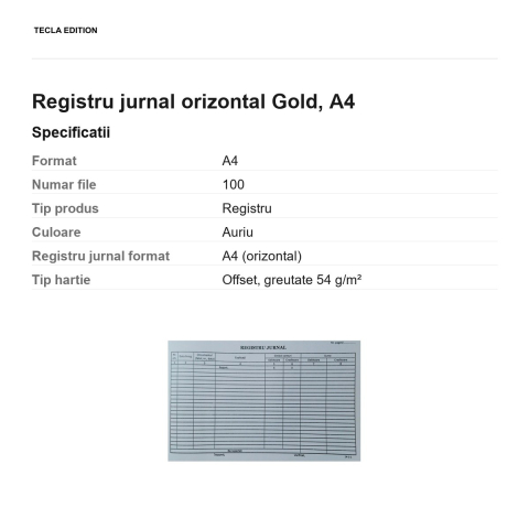 Registru jurnal orizontal Gold, A4 [2]