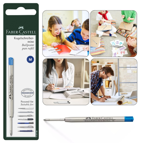 Rezerva Albastra pentru Pix Faber-Castell, Metalica, Varf M (Mediu), in Blister de Protectie [4]