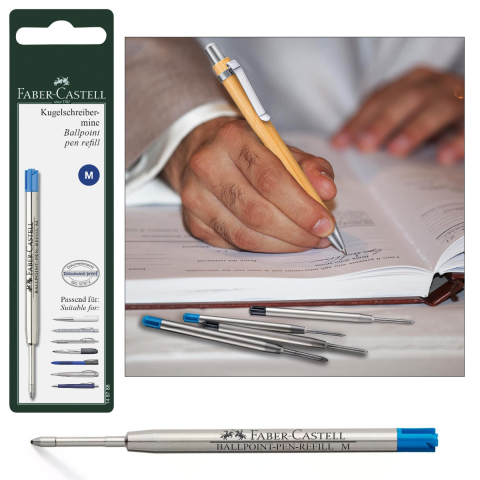 Rezerva Albastra pentru Pix Faber-Castell, Metalica, Varf M (Mediu), in Blister de Protectie [2]