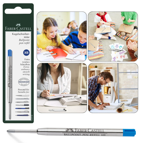Rezerva Albastra pentru Pix Faber-Castell, Metalica, Varf XB (Extra Gros), Document-Proof, in Blister [4]