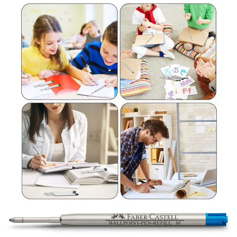 Rezerva Albastra pentru Pix Faber-Castell, Varf Metalic M, Capacitate Mare, Pentru Scris Professional [3]