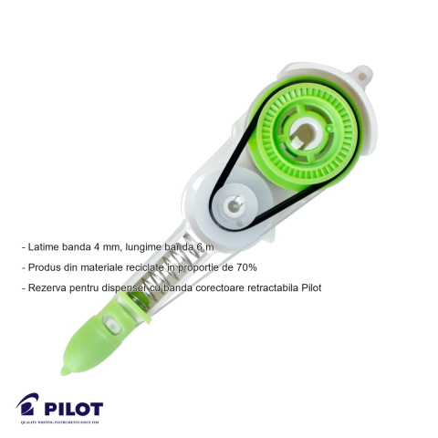Rezerva banda corectoare retractabila Pilot BeGreen, 4 mm x 6 m, materiale reciclate [1]