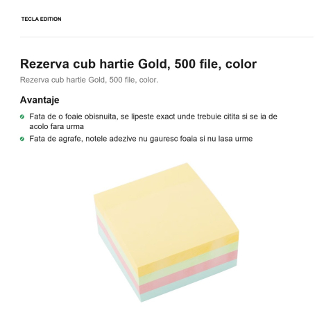 Rezerva cub hartie Gold, 500 file, color [1]
