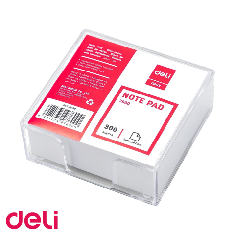 Rezerva cub notes Deli, 300 file cu suport plastic transparent, 91x87mm, hartie 70g/mp [3]