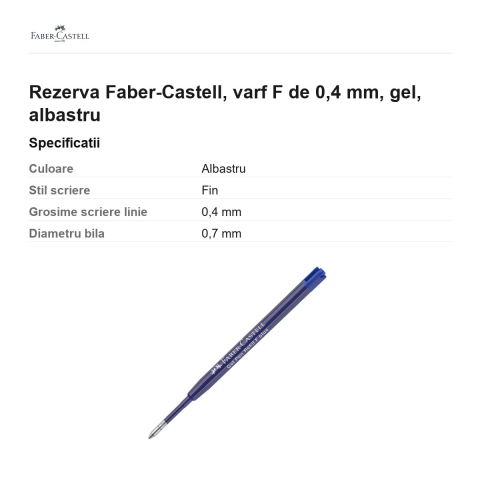 Rezerva Faber-Castell, varf F de 0,4 mm, gel, albastru [2]