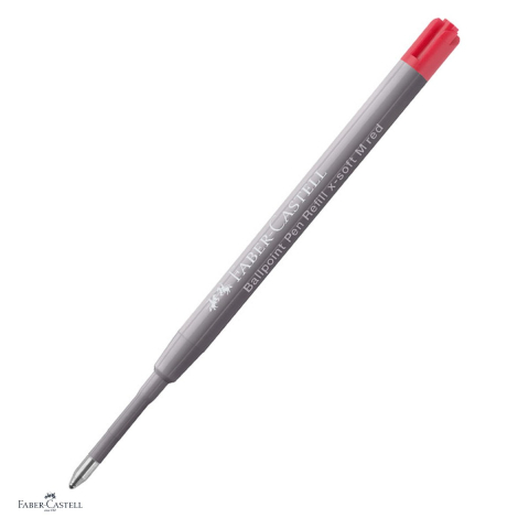 Rezerve pentru pixuri cu bila - Rezerva Faber-Castell x-soft, varf M, pentru instrumente cu rezerve standard de mare capacitate, rosu
