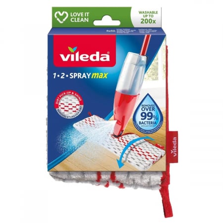 Articole curatenie - Rezerva mop Vileda 1-2 Spray Max 19921, din microfibra, cu 2 fete, reutilizabila