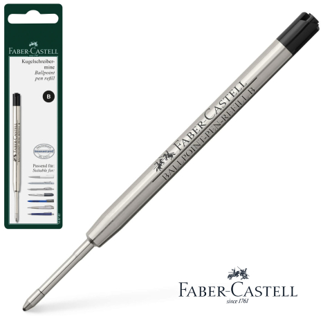 Rezerva Neagra pentru Pix Faber-Castell, Metalica, Varf B (Gros), in Blister de Protectie [3]