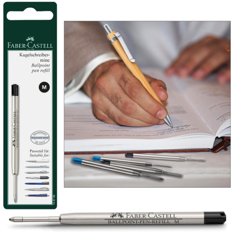 Rezerva Neagra pentru Pix Faber-Castell, Metalica, Varf M (Mediu), in Blister de Protectie [2]