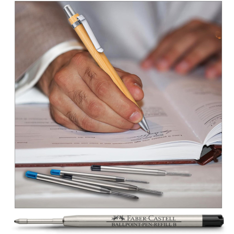 Rezerva Neagra pentru Pix Faber-Castell, Varf Metalic B, Capacitate Mare, Pentru Semnaturi si Evidentiere [2]