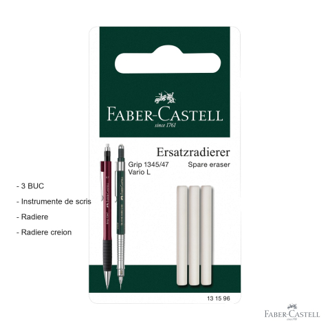 Rezerva radiera Faber-Castell Grip 1345/47, set 3 bucati, compatibila creion mecanic [1]