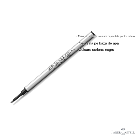 Rezerva roller metalica Faber-Castell, cerneala pe baza de apa, scriere neagra, capacitate mare [2]