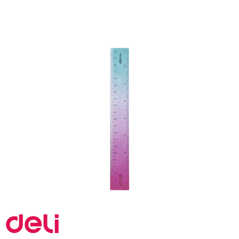 Desen tehnic si proiectare - Rigla 20 cm Deli Neonup, plastic transparent cu gradient, pentru scoala si birou