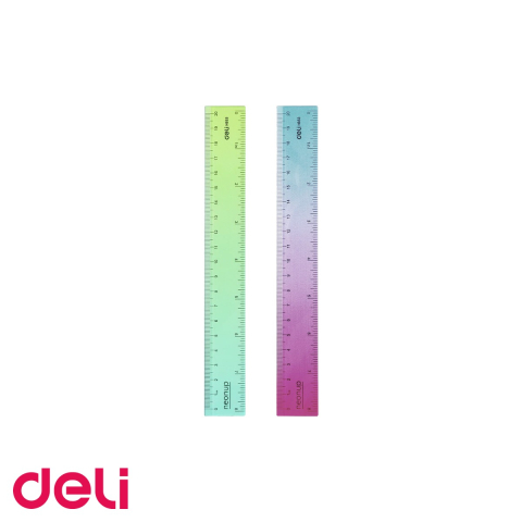 Rigla 20 cm Deli Neonup, plastic transparent cu gradient, pentru scoala si birou [3]