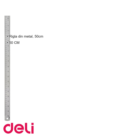 Rigla din metal Deli, 50 cm, rezistenta si precisa, pentru scoala si birou [2]