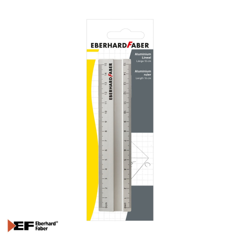 Birotica papetarie - Rigla Eberhard Faber din aluminiu 15 cm, grip anti-alunecare, pentru stangaci si dreptaci