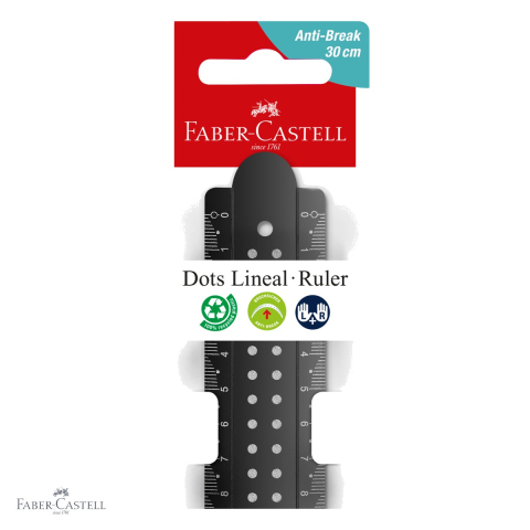 Rigla Faber-Castell Dots 30 cm, plastic reciclat, model cu puncte metalice, pentru scoala [3]