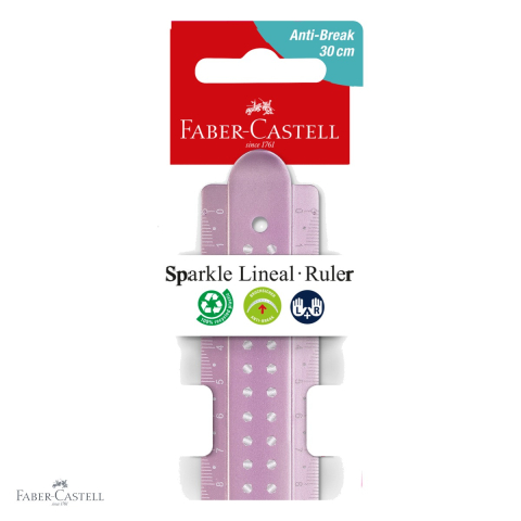 Rigla Faber-Castell Sparkle 30 cm, plastic reciclat, design metalic stralucitor, pentru scoala [3]