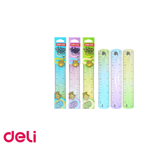 Rigla flexibila 20 cm Deli Twist Me Color, plastic transparent, pentru masurarea obiectelor curbate [4]