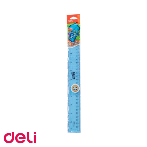 Desen tehnic si proiectare - Rigla flexibila 30 cm Deli, PVC rezistent, sistem metric si inch, pentru scoala si birou