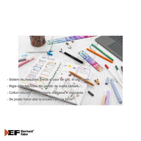 Rigla flexibila 30 cm Eberhard Faber Rainbow, plastic rezistent, pentru scoala si birou [1]