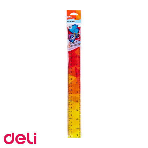Rigla flexibila Deli, 30 cm, plastic transparent multicolor, pentru scoala si birou [3]