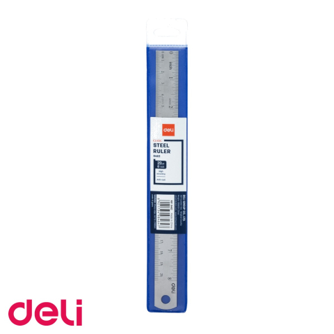 Rigla metalica Deli 20 cm, rezistenta si precisa, pentru scoala si birou [3]