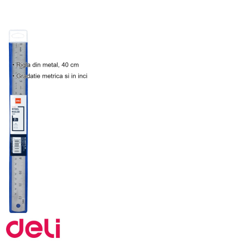 Rigla metalica Deli 40 cm, gradatie metrica si in inci, pentru desen tehnic si uz scolar [2]