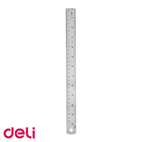 Rigla metalica Deli 40 cm, gradatie metrica si in inci, pentru desen tehnic si uz scolar [3]