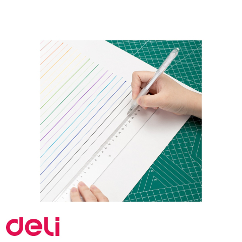 Rigla transparenta Deli 40 cm, plastic, sistem metric, pentru scoala si birou [4]