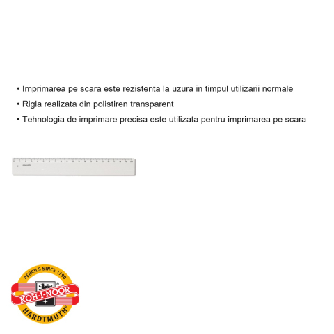 Rigla transparenta Koh-I-Noor, 20 cm, plastic rezistent, pentru scoala si birou [2]
