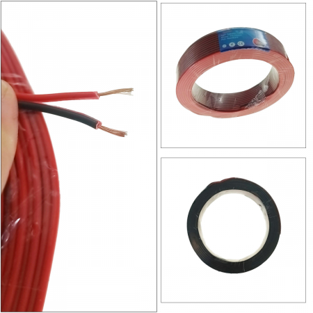 Rola 100 metri cablu pentru difuzoare si boxe, Speaker Cable, diametru 2 x 0.35 mm, rosu cu negru [1]