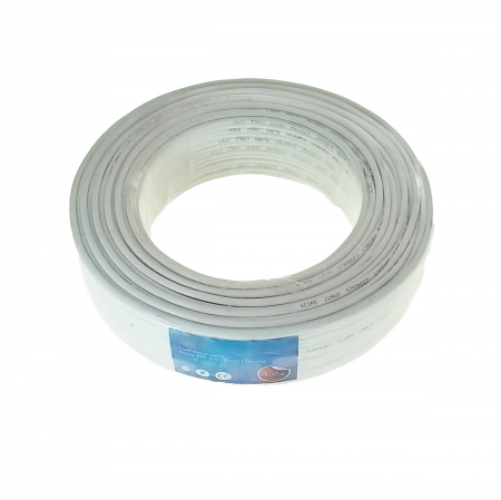 Cabluri alimentare curent - Rola 100m cablu alarma ecranat, FTP, 6 x 0.22mm2, 22AWG, CCS, alb