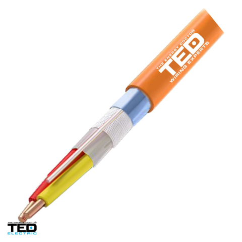 Rola cablu electric - Rola 100m cablu de incendiu TED Electric JE-H(St)H 1 x 2 x 0,8 mm E30/E90 FE180 PH120, cupru, ecranat, fara halogeni, portocaliu, TED002440