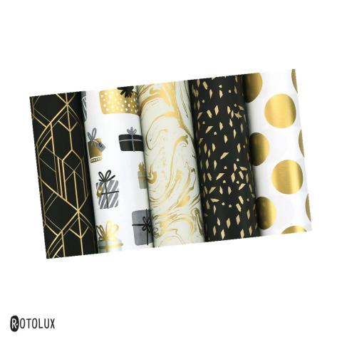 Hartie ambalare - Rola 2 m hartie de ambalaj Rotolux Gatsby, latime 70 cm, 80 g/mp, modele asortate