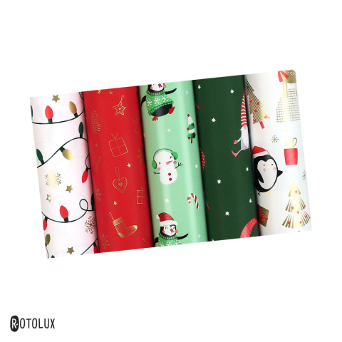 Hartie ambalare - Rola 2 m hartie de ambalaj Rotolux Jolly Party, latime 70 cm, 80 g/mp, modele asortate