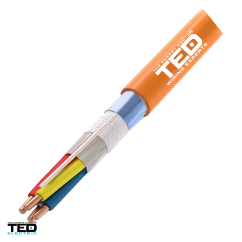 Rola cablu electric - Rola 500m cablu de incendiu TED Electric JE-H(St)H 2 x 2 x 0,8 mm E30/E90 FE180 PH120, cupru, ecranat, fara halogeni, portocaliu, TED002471