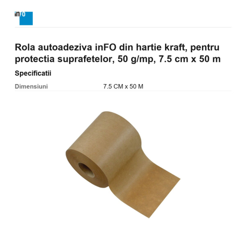 Rola autoadeziva inFO din hartie kraft, pentru protectia suprafetelor, 50 g/mp, 7.5 cm x 50 m [2]