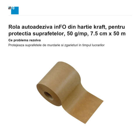 Rola autoadeziva inFO din hartie kraft, pentru protectia suprafetelor, 50 g/mp, 7.5 cm x 50 m [1]