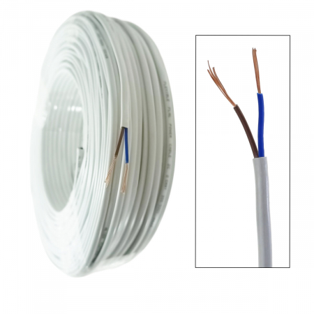 Rola cablu electric MYY-UP, 2 x 0.5 mm2, din cupru, 100m, CEMYY-UP2-0.50-WH, 2C, 300/500V, alb [1]