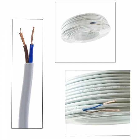 Rola cablu electric MYY-UP. 2 x 0.75 mm2. din cupru. 100m. CEMYY-UP2-0.75-WH. 2C. 300/500V. alb [2]