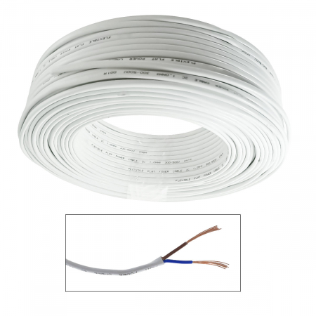 Rola cablu electric MYY-UP, 2 x 1 mm2, din cupru, 100m, CEMYY-UP2-1MM-WH, 2C, 300/500V, alb [1]
